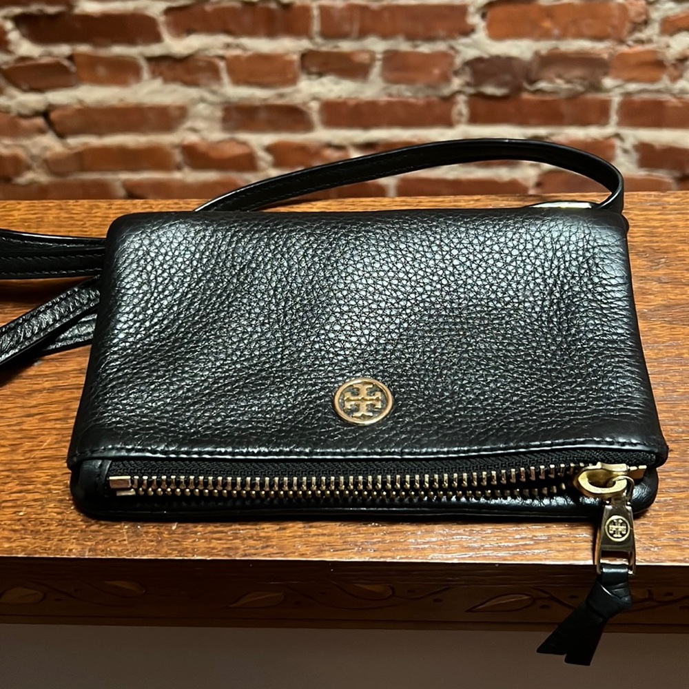 Tory Burch Black fold over crossbody bag